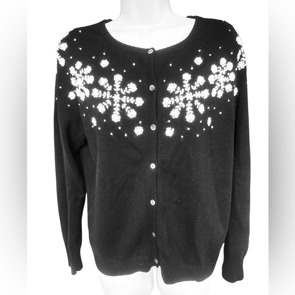 Eddie Bauer Vintage Collectibles Cardigan - Snowflakes Angora Rabbit Wool - M L - Picture 2 of 5